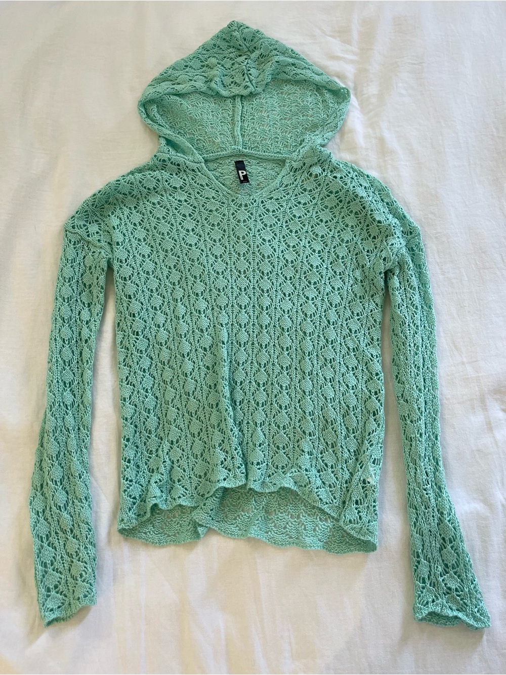 Crochet hooded boho long sleeves top